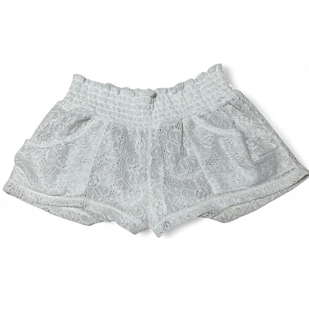 White Lace Beach Cover Up Shorts Elastic Waist Women’s